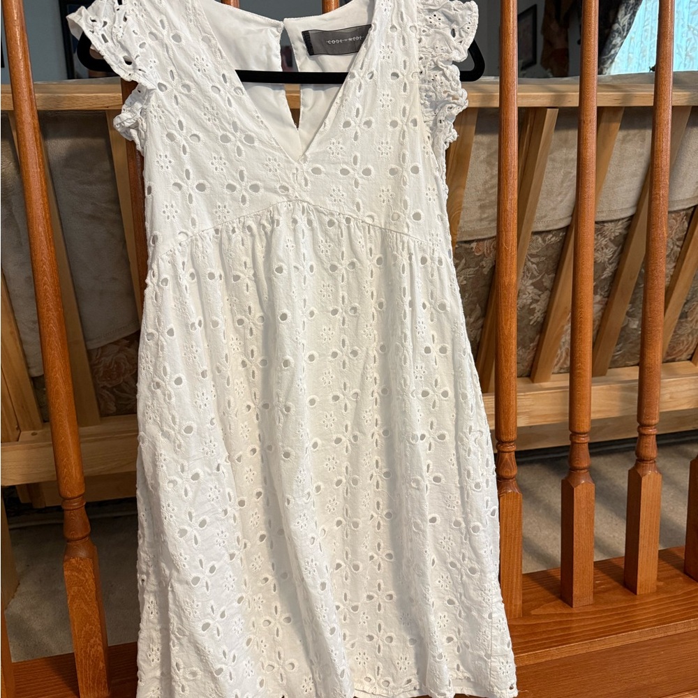 Elegant White Eyelet Mini Dress